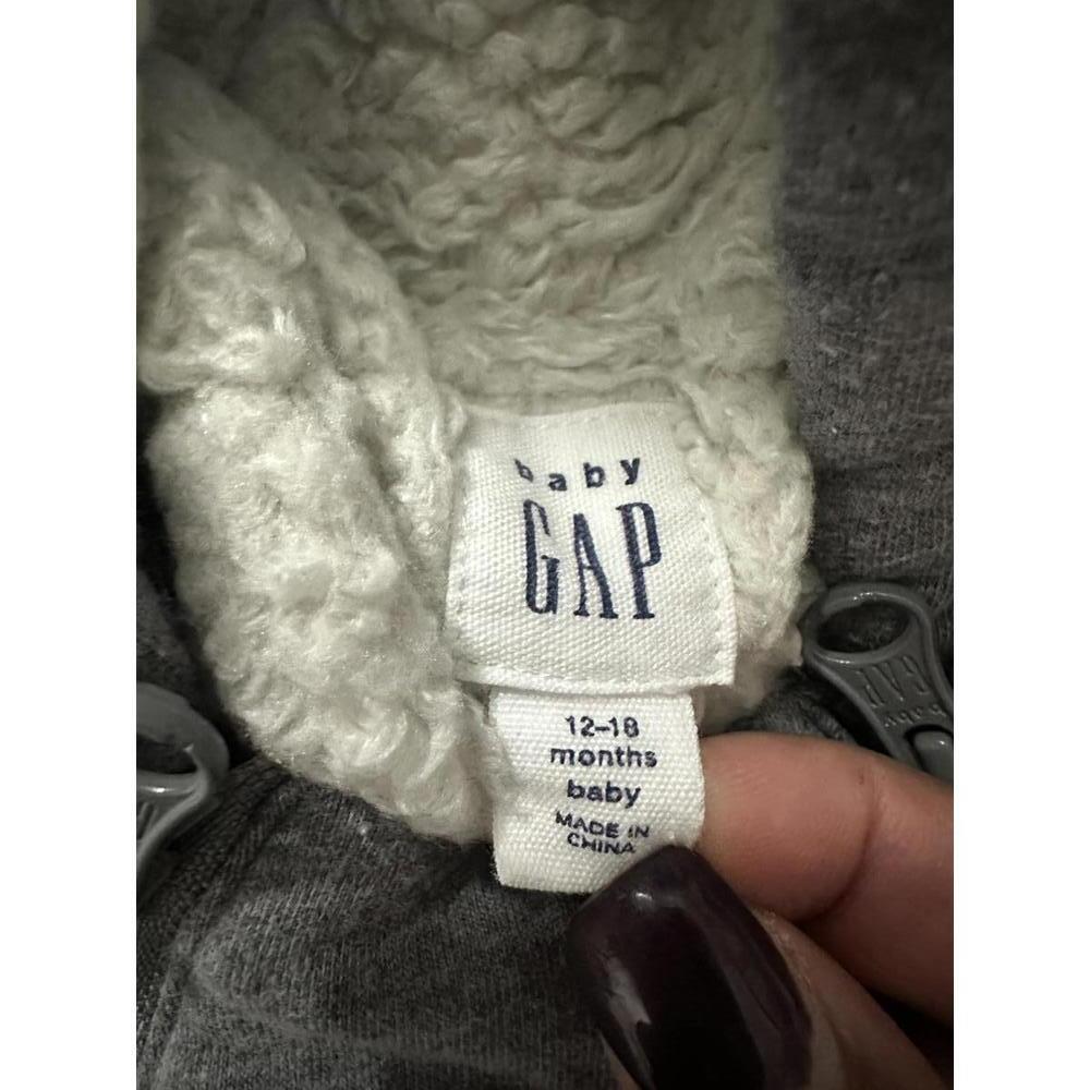 baby GAP sherpa-lined hooded dual zipped one-piece/snowsuit/bunting Size 12-18M - Picture 7 of 8